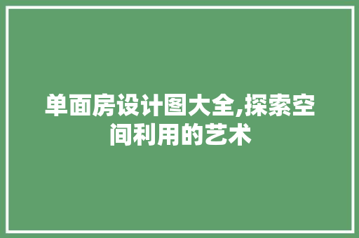 单面房设计图大全,探索空间利用的艺术