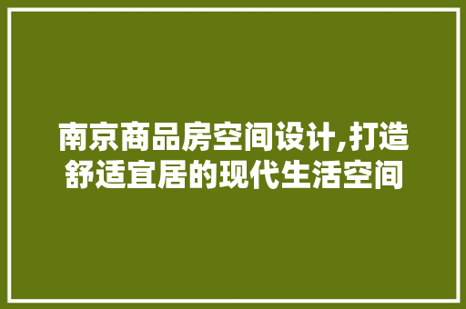 南京商品房空间设计,打造舒适宜居的现代生活空间