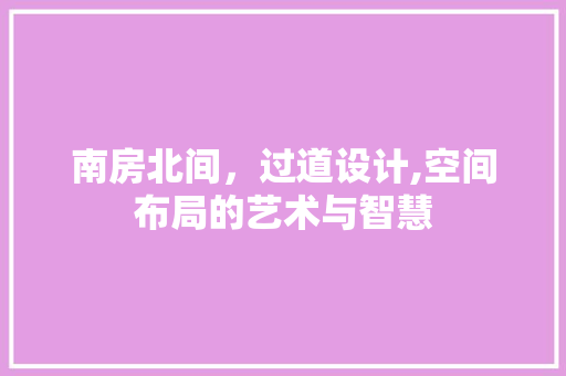 南房北间，过道设计,空间布局的艺术与智慧