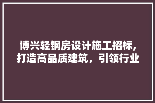 博兴轻钢房设计施工招标,打造高品质建筑，引领行业新潮流