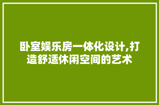 卧室娱乐房一体化设计,打造舒适休闲空间的艺术