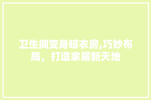 卫生间变身晾衣房,巧妙布局，打造家居新天地