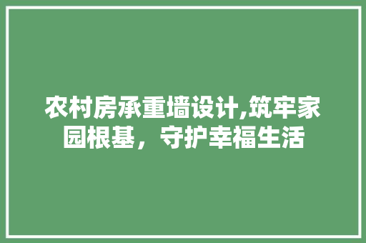 农村房承重墙设计,筑牢家园根基，守护幸福生活