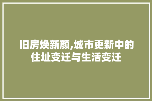 旧房焕新颜,城市更新中的住址变迁与生活变迁