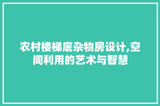农村楼梯底杂物房设计,空间利用的艺术与智慧