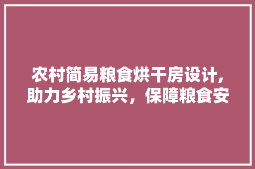农村简易粮食烘干房设计,助力乡村振兴，保障粮食安全