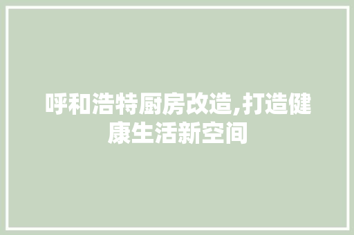 呼和浩特厨房改造,打造健康生活新空间