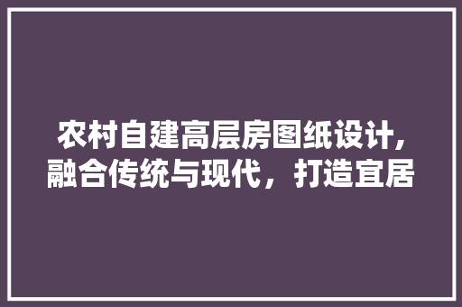 农村自建高层房图纸设计,融合传统与现代，打造宜居家园