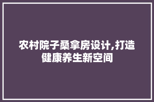 农村院子桑拿房设计,打造健康养生新空间