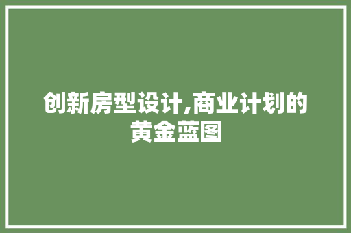 创新房型设计,商业计划的黄金蓝图