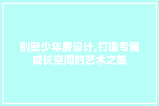 别墅少年房设计,打造专属成长空间的艺术之旅