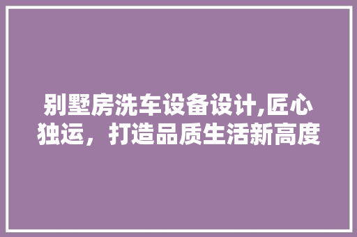 别墅房洗车设备设计,匠心独运，打造品质生活新高度