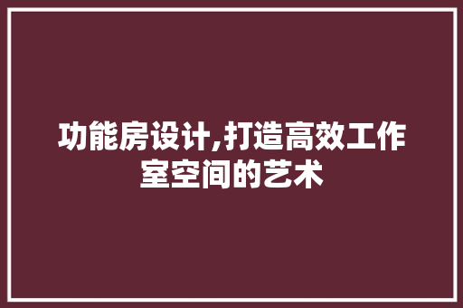 功能房设计,打造高效工作室空间的艺术