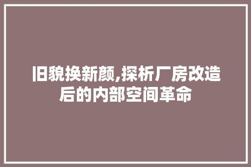 旧貌换新颜,探析厂房改造后的内部空间革命