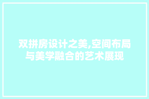 双拼房设计之美,空间布局与美学融合的艺术展现