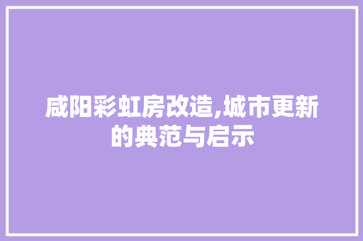 咸阳彩虹房改造,城市更新的典范与启示