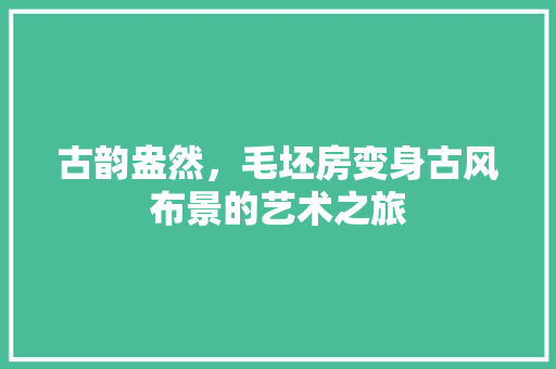 古韵盎然，毛坯房变身古风布景的艺术之旅