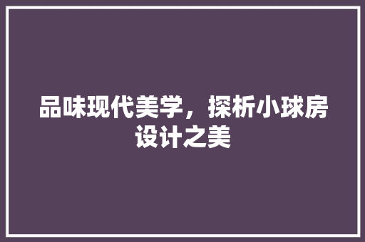 品味现代美学，探析小球房设计之美