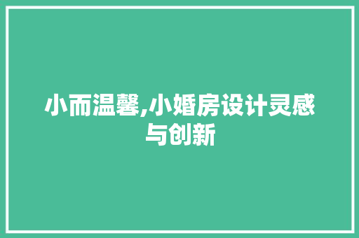 小而温馨,小婚房设计灵感与创新