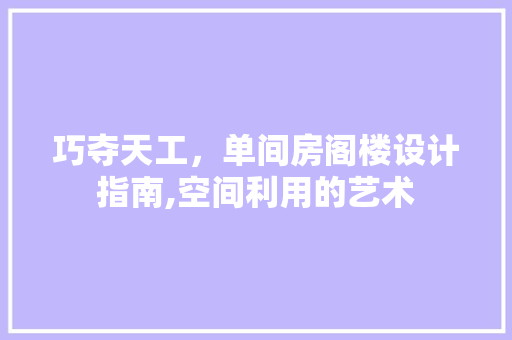 巧夺天工，单间房阁楼设计指南,空间利用的艺术