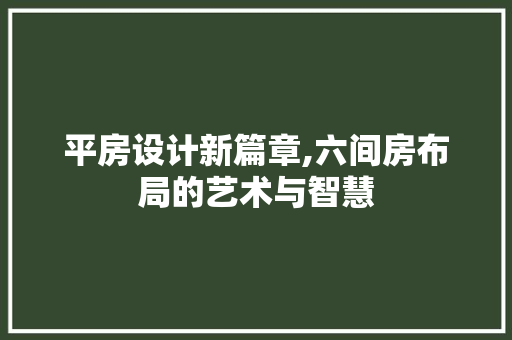 平房设计新篇章,六间房布局的艺术与智慧