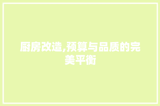 厨房改造,预算与品质的完美平衡
