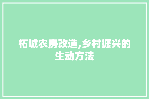 柘城农房改造,乡村振兴的生动方法