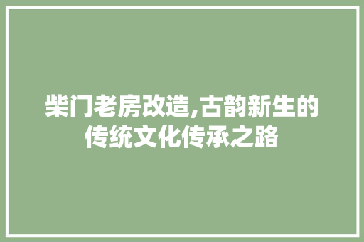 柴门老房改造,古韵新生的传统文化传承之路