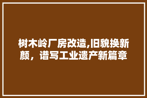 树木岭厂房改造,旧貌换新颜，谱写工业遗产新篇章