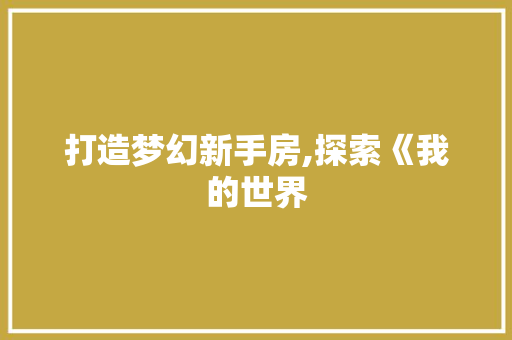 打造梦幻新手房,探索《我的世界
