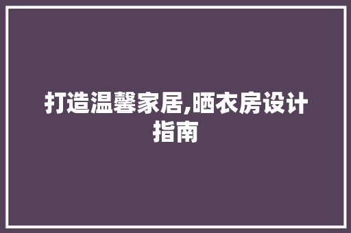 打造温馨家居,晒衣房设计指南
