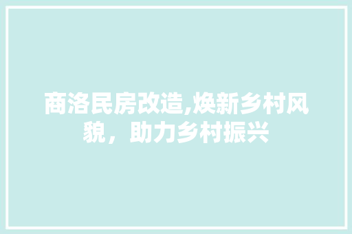 商洛民房改造,焕新乡村风貌，助力乡村振兴