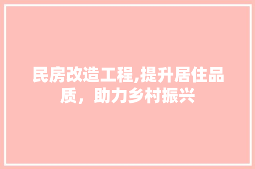 民房改造工程,提升居住品质，助力乡村振兴