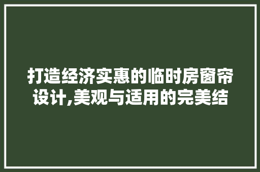 打造经济实惠的临时房窗帘设计,美观与适用的完美结合
