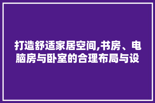 打造舒适家居空间,书房、电脑房与卧室的合理布局与设计