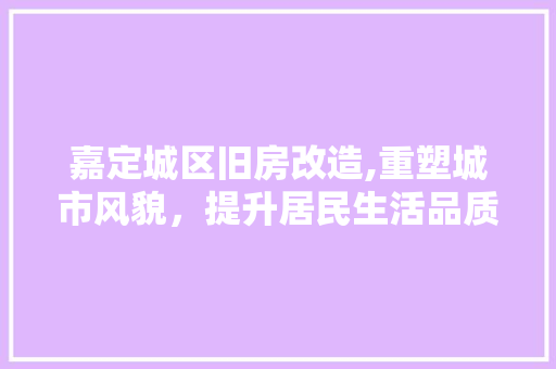 嘉定城区旧房改造,重塑城市风貌，提升居民生活品质