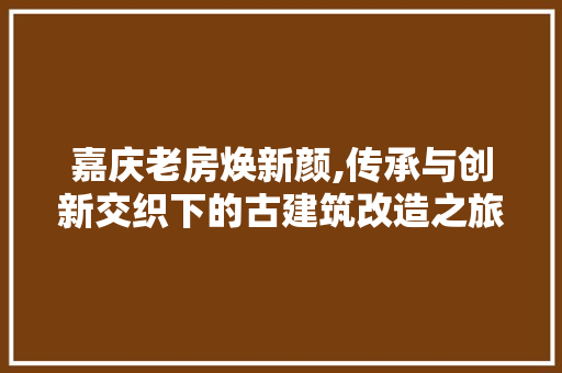 嘉庆老房焕新颜,传承与创新交织下的古建筑改造之旅