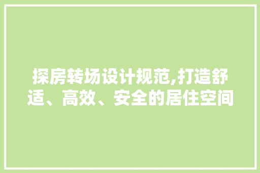 探房转场设计规范,打造舒适、高效、安全的居住空间
