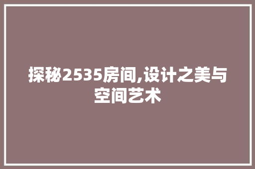探秘2535房间,设计之美与空间艺术