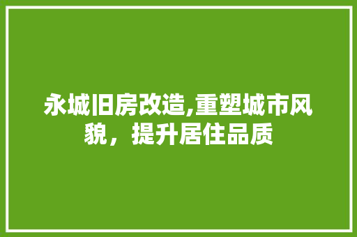 永城旧房改造,重塑城市风貌，提升居住品质