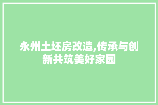 永州土坯房改造,传承与创新共筑美好家园