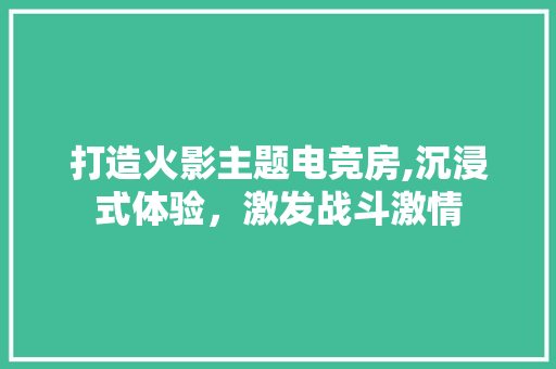 打造火影主题电竞房,沉浸式体验，激发战斗激情