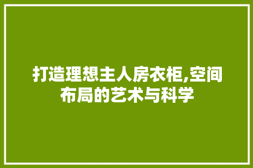 打造理想主人房衣柜,空间布局的艺术与科学