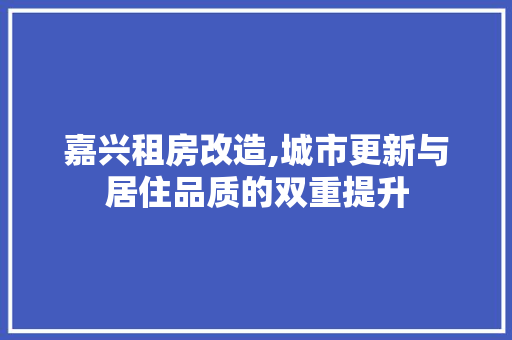 嘉兴租房改造,城市更新与居住品质的双重提升