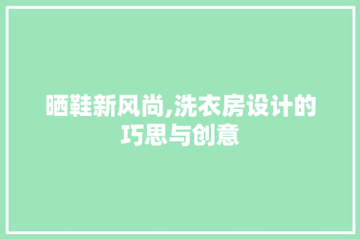 晒鞋新风尚,洗衣房设计的巧思与创意