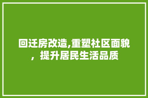 回迁房改造,重塑社区面貌，提升居民生活品质