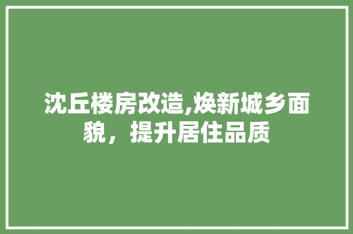 沈丘楼房改造,焕新城乡面貌，提升居住品质
