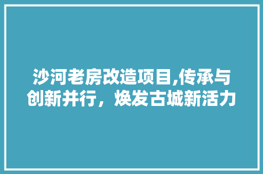沙河老房改造项目,传承与创新并行，焕发古城新活力