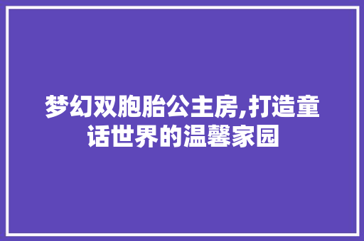 梦幻双胞胎公主房,打造童话世界的温馨家园