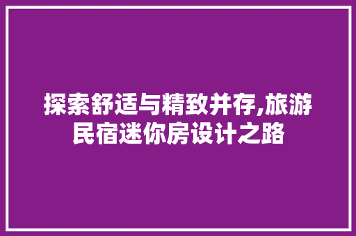 探索舒适与精致并存,旅游民宿迷你房设计之路